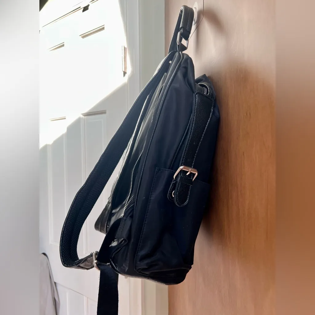 Women’s Backpack with Faux Leather Straps Black - Image 5