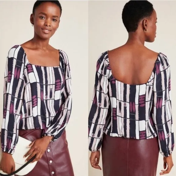 Anthro The Odells abstract print elastic waist women’s Size Small - Image 2