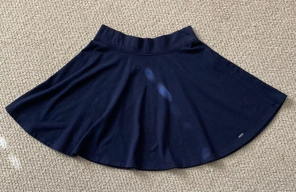 Hollister Navy Blue Mini Skater Skirt Y2K Small Elena Gilbert Bella Swan EUC - Image 2