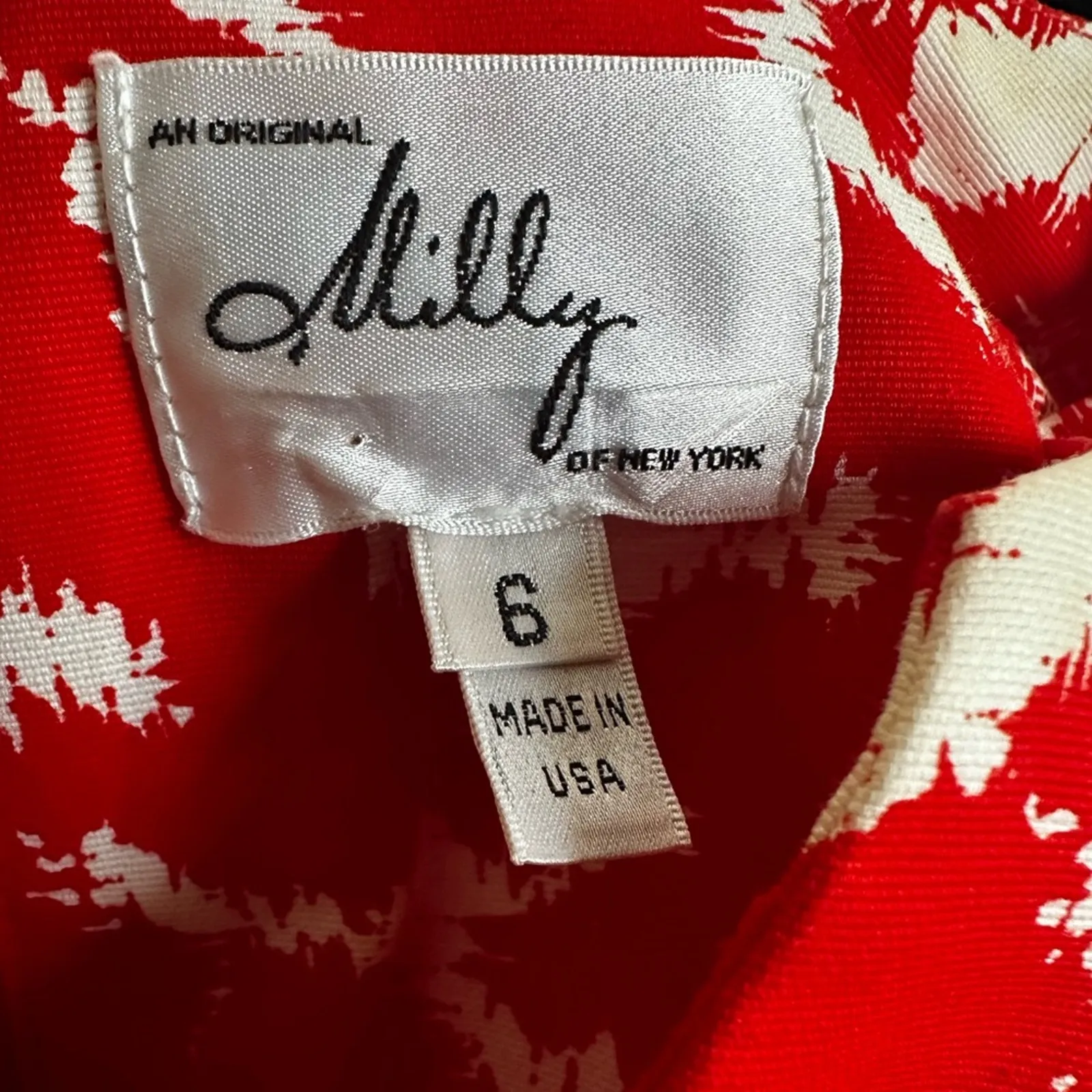 Original Milly New York Peggy Secretary Dress Red White Sleeveless Demure Size 6 - Image 3