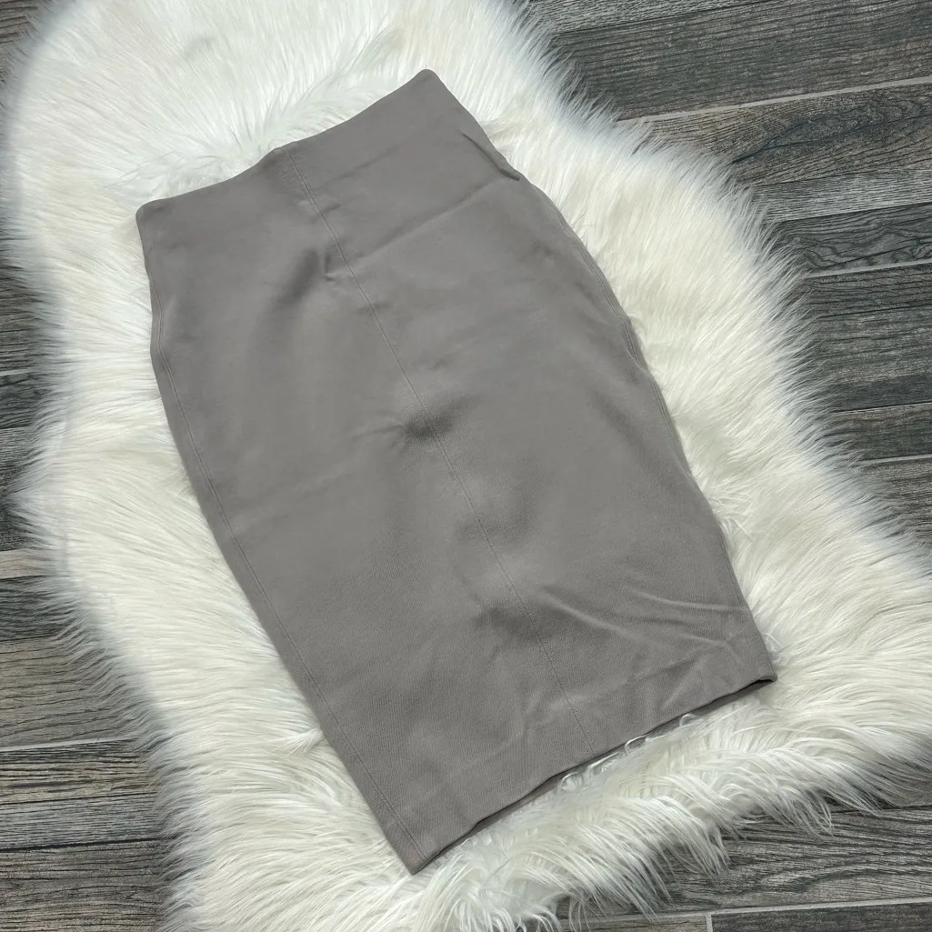 Aritzia Wilfred Women Lux Ponte High Waist Pencil Midi Skirt in Gray Size XXS - Image 3