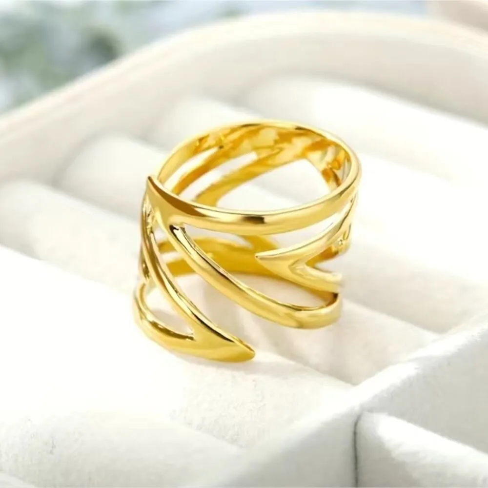 Punk Style Wrap Ring Stainless Steel 18k Gold Plated Size Adjustable - Image 5