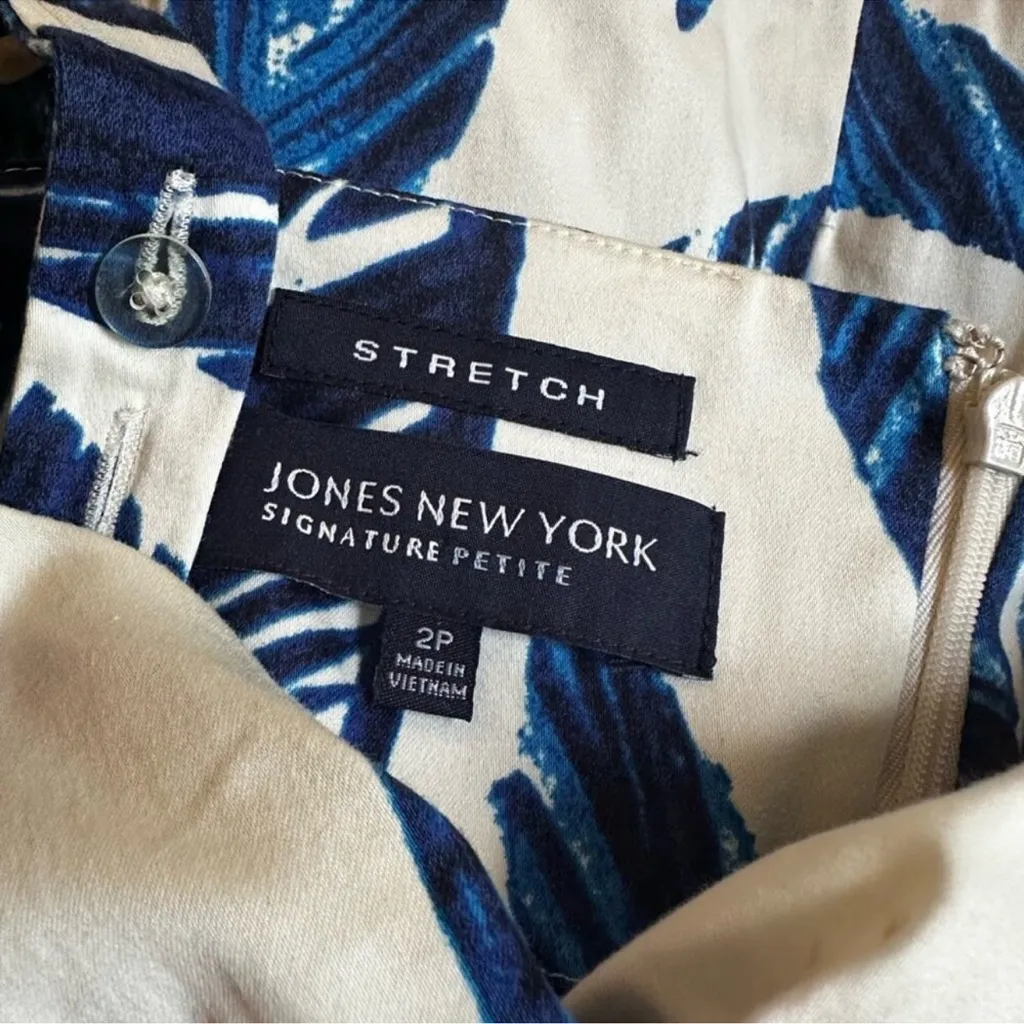 Jones New York Tropical Blue White Mini Dress Resortwear Vacation Palm Beach - Image 2