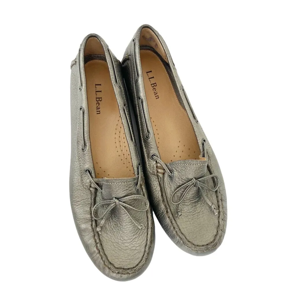 LL Bean Bronze Leather Loafer Moccasins Sz 8 - Image 2