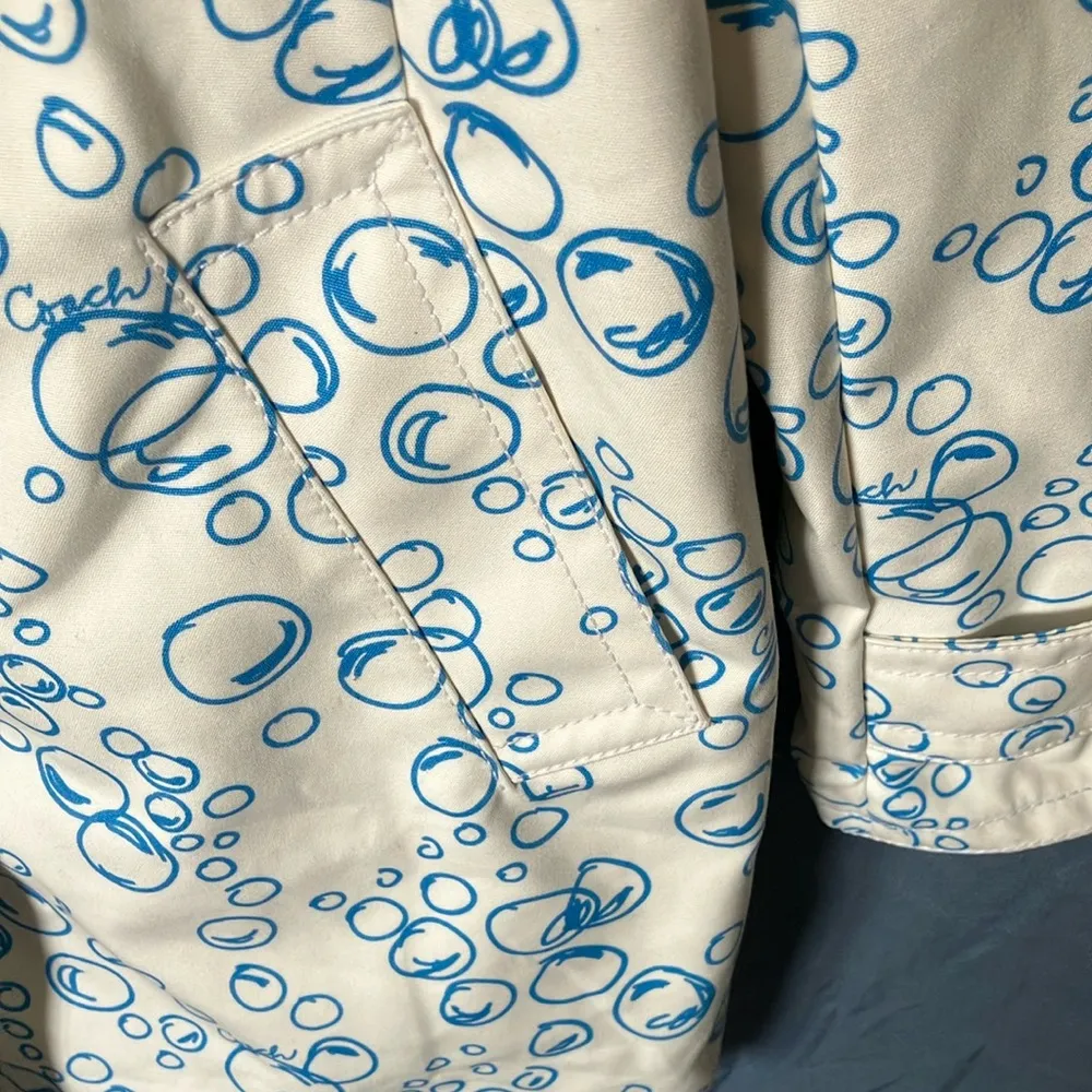 Coach: White & Blue Bubble Print Coat- Spring- 100% cotton - Image 9