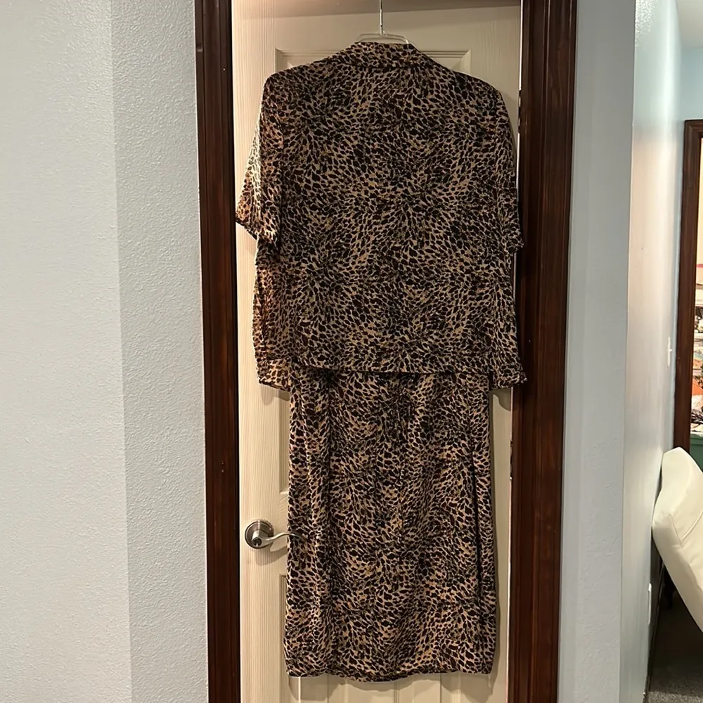 Vintage Sag Harbor Leopard Print 2 Piece Dress Suit 18W - Image 6