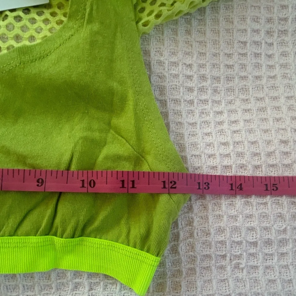 Urban Outfitters rave festival Off Road Mesh Overlay Cropped Tank Top green XS - Image 7