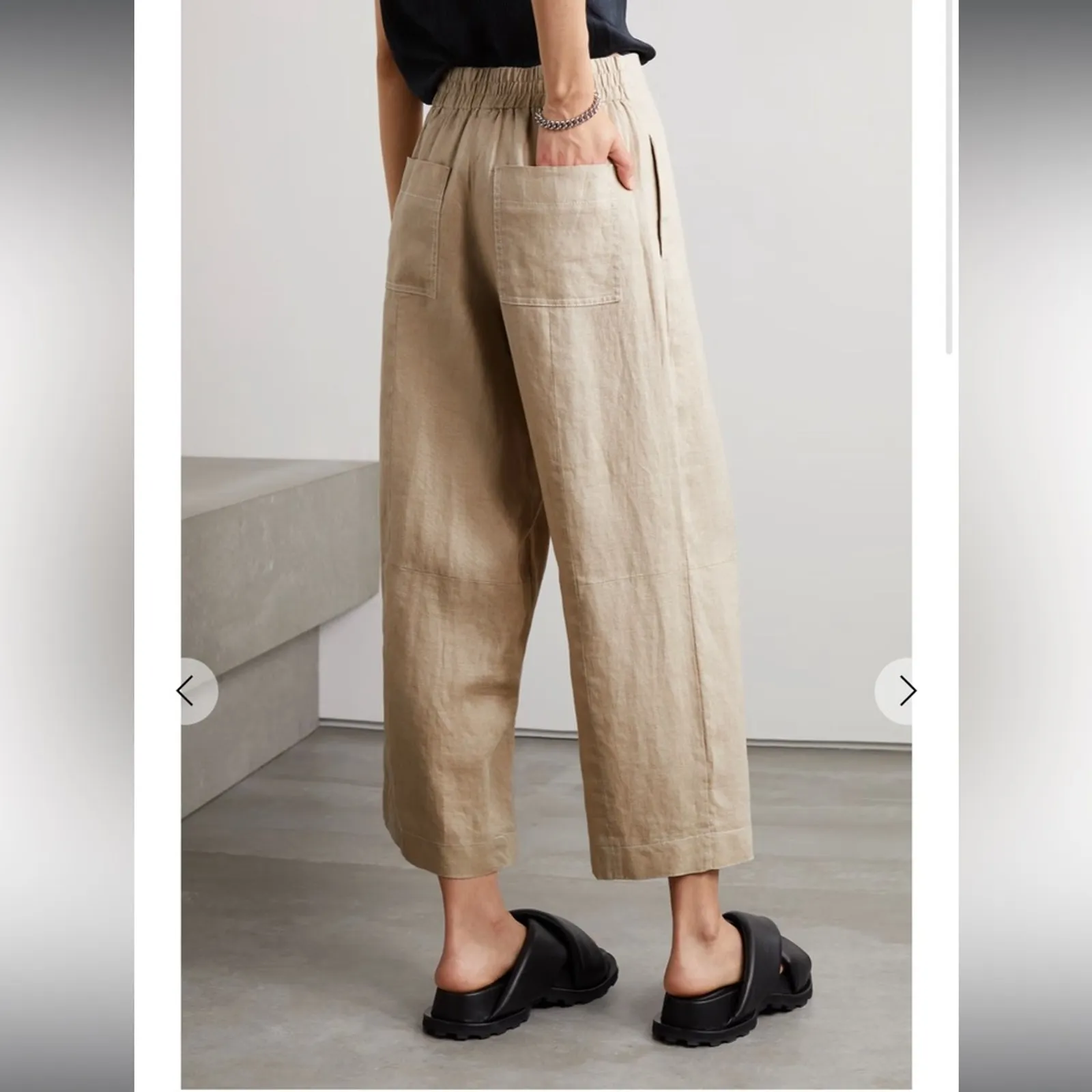 ATM Anthony‎ Thomas Melillo Cropped Linen Wide Leg Pants in Beige Sz 2 NEW - Image 2