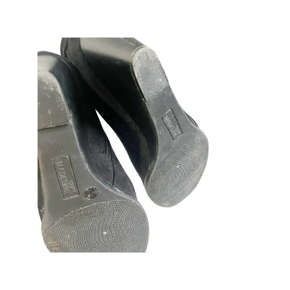 Black Suede Wedge Ankle Boots with Zipper Women's Size 8.5 Fall - Image 6