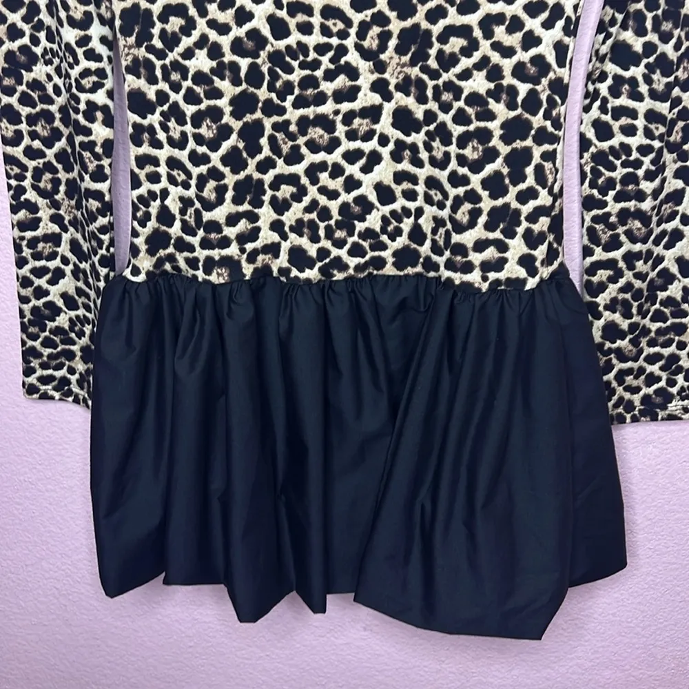 Miroh Leopard Bubble Hem Mini Dress. Size L Tan Size L - Image 3