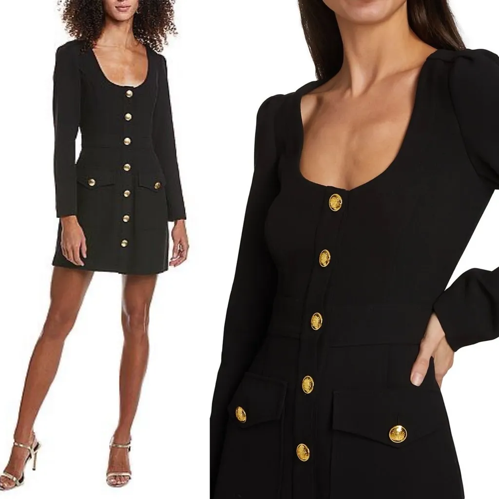 A.L.C. Ivy Black Blazer Mini Dress Gold Buttons Long Sleeve Size 6 NWT - Image 15