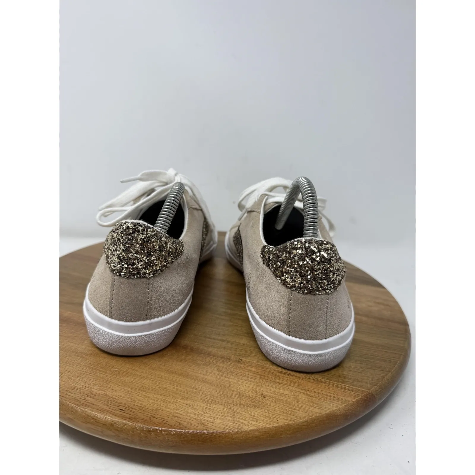 Madewell Shoes Womens Beige Gold Glitter Low Top Lace Up Casual Sneakers Size 7 - Image 6
