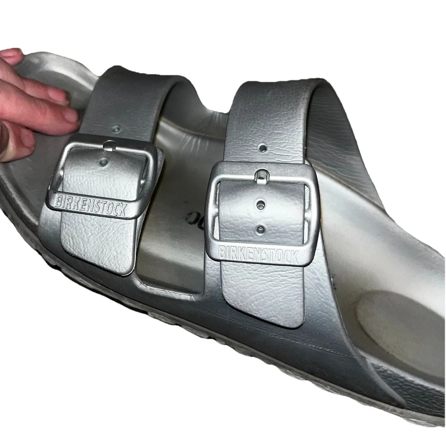 Birkenstock Arizona Essentials Metallic Silver Sandals Woman's EU Size 37 US 6 - Image 2