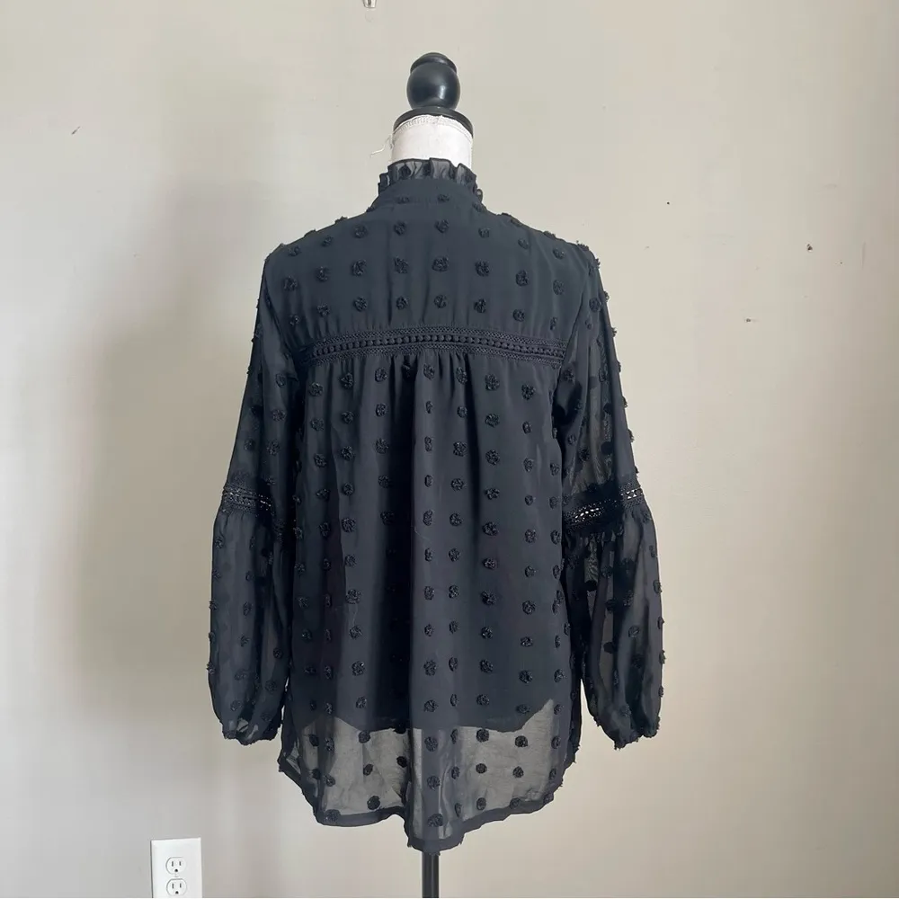 C+D+M | Black Boho Tunic Blouse Sz S - Image 5