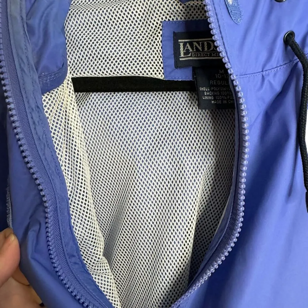 Lands’ End Hooded Mesh Lined Blue Rain Jacket Sz Medium - Image 8