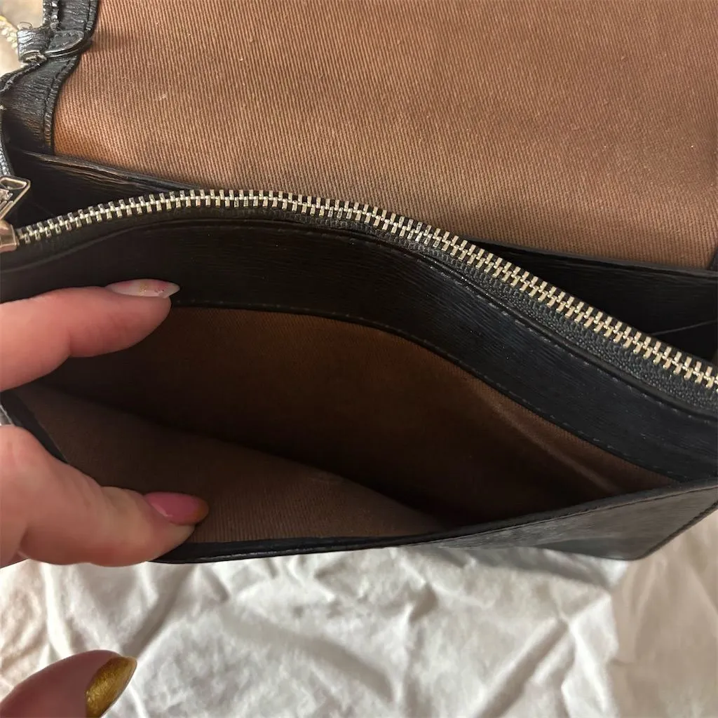 Lauren Ralph Lauren Black Leather Chain Shoulder Bag Clutch Wallet - Image 6