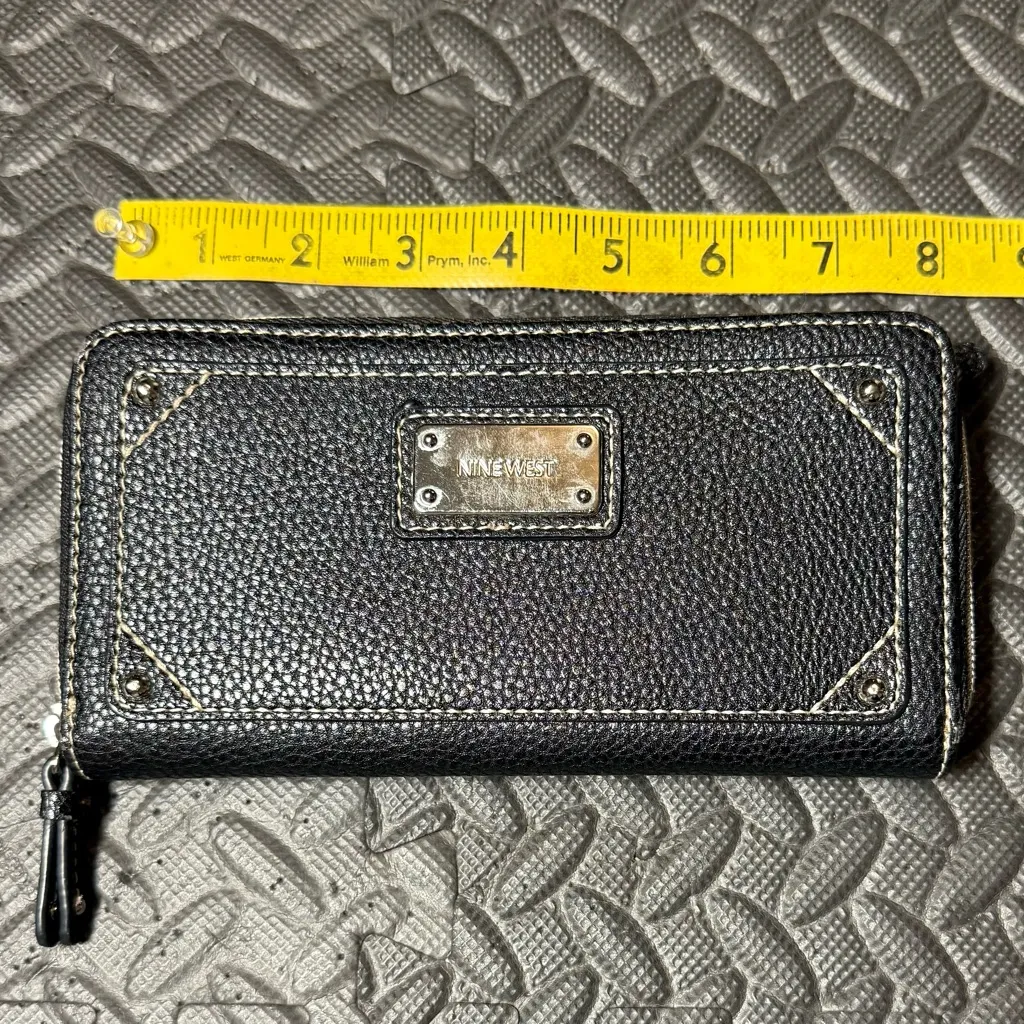 Nine West  Textured Black Zip-Around Wallet - Image 5