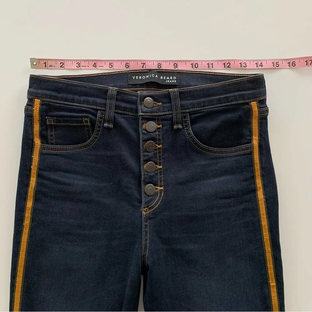 Veronica Beard Debbie Dark Slate Blue Side Stripe Mid Rise Skinny Leg Jeans 26 - Image 6