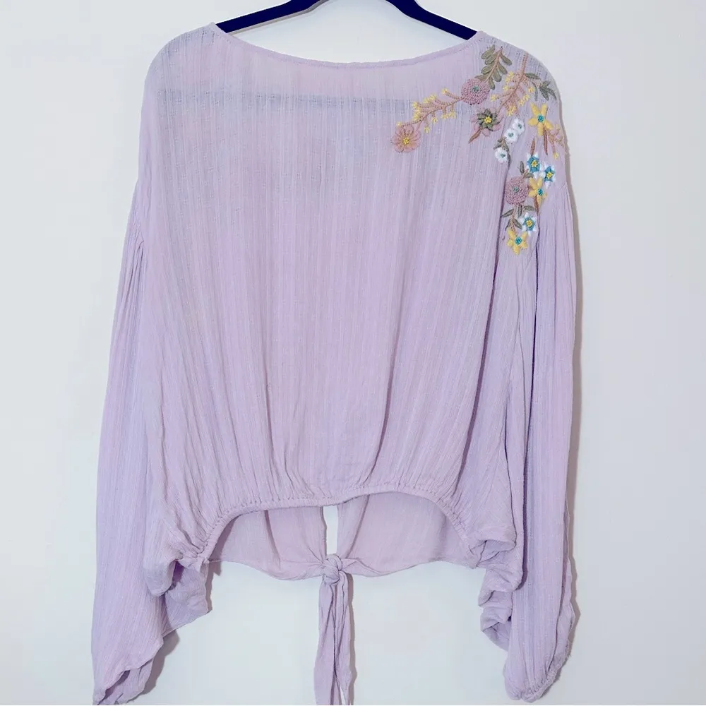 Free people up and away embroidered floral blouse size small - Image 13