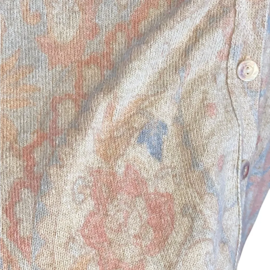 Vintage 90s Gabriella T Made In Italy Silk Angora wool Floral Paisley Cardigan Orange Size L - Image 4