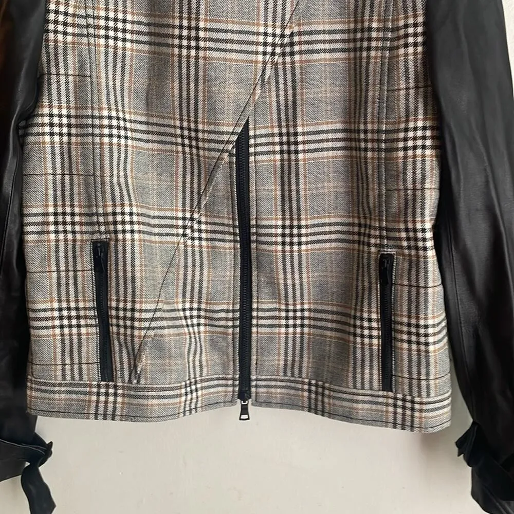 Jenni Kayne Plaid Wool and Leather Moto Jacket - Image 5