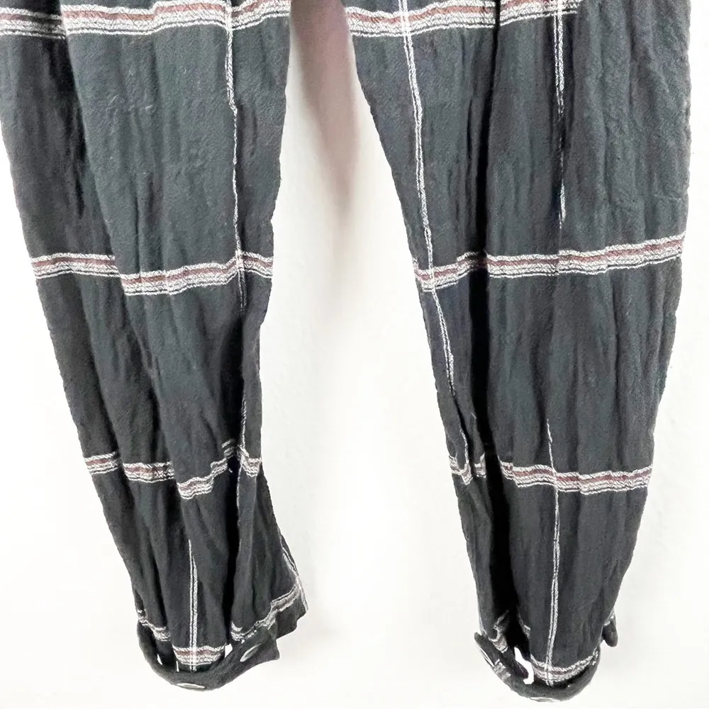 FREE PEOPLE Keep It In Check Black Plaid Pockets Front Button Jumpsuit Small - Image 8