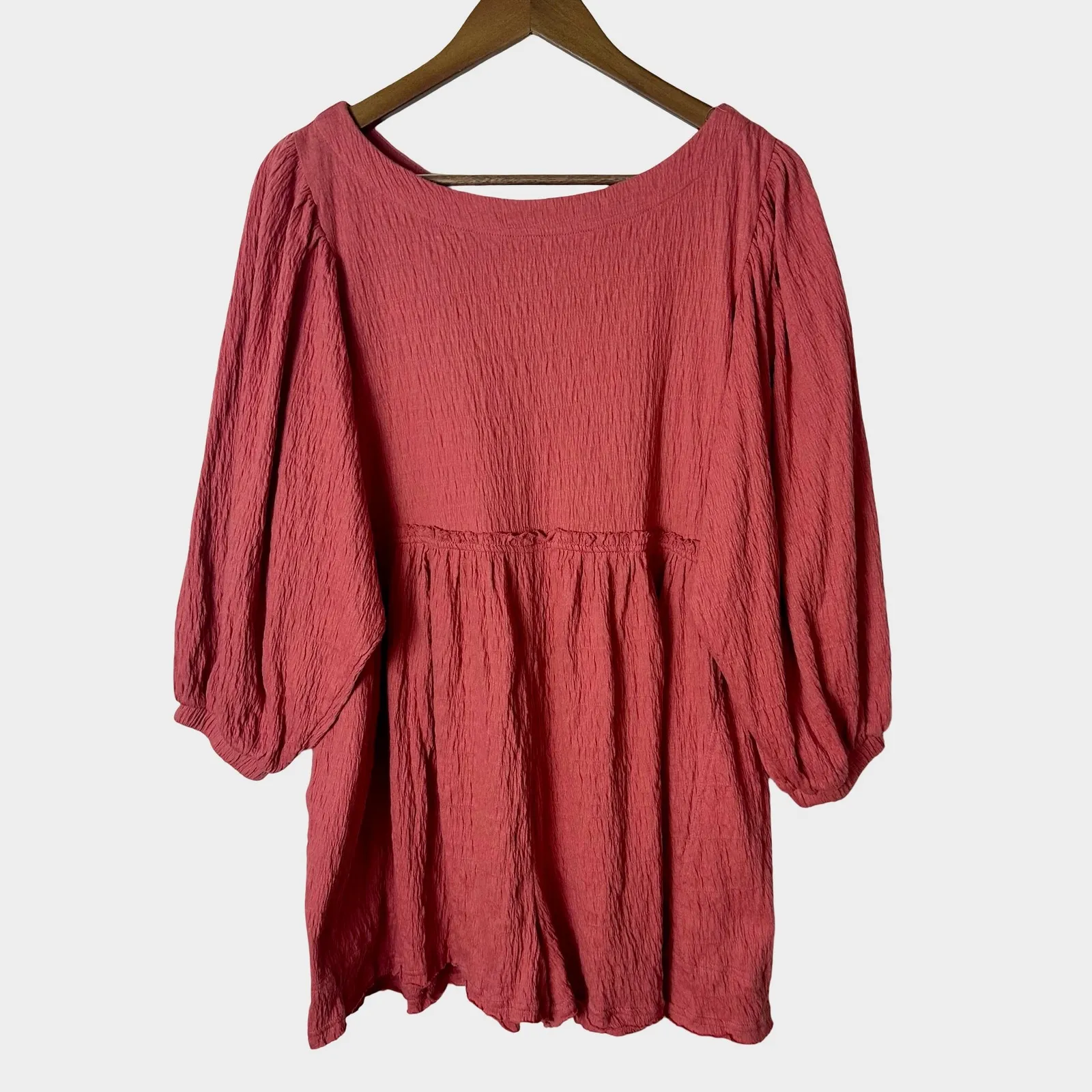 Free People Beach Beyond Obsessed Gauze Romper Ruby Dust Coral Size S - Image 2