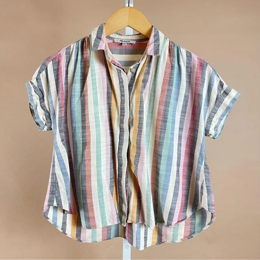 Madewell Hilltop Size XS Striped Oversized Retro Shirt Top Flowy Vacation - Image 4