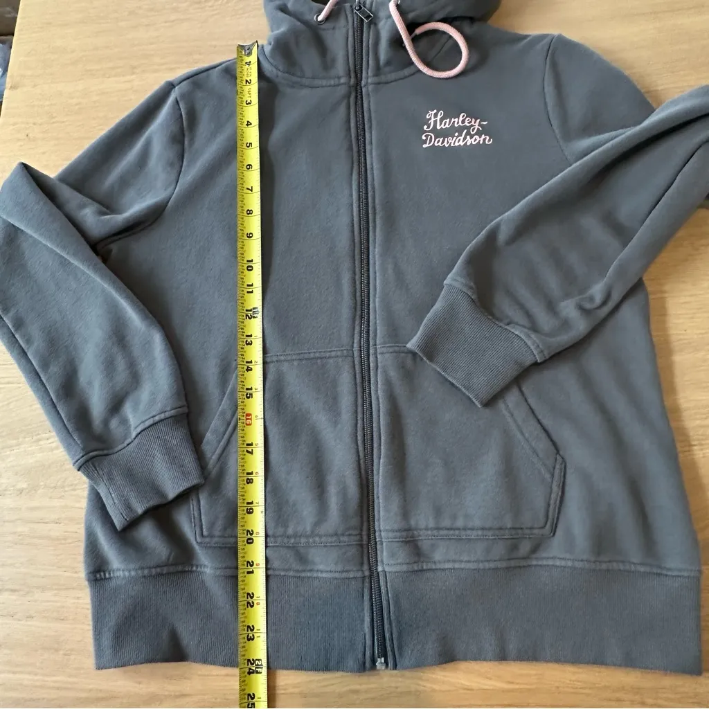 Harley-Davidson Zip Hoodie Gray/Pink Women's Sz Large - Image 10