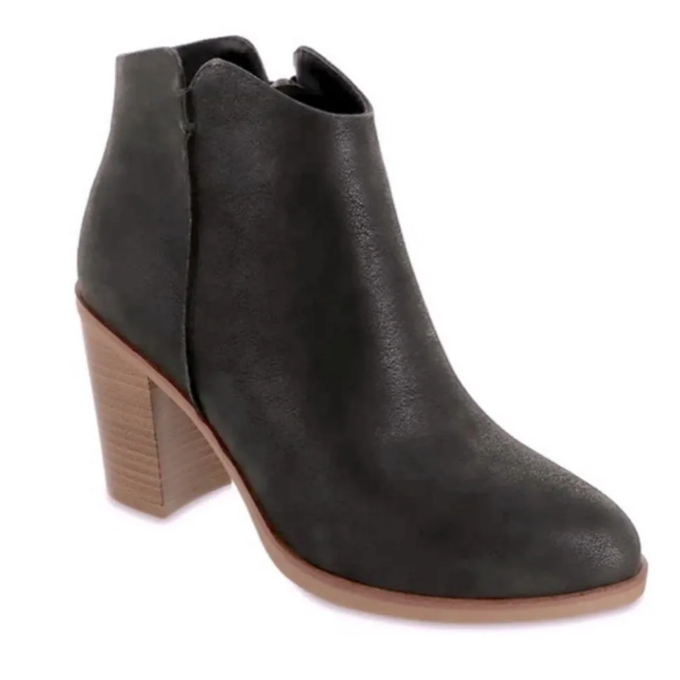 MIA Barby Bootie Black Brushed Block Heel Ankle Boots Size 9‎ - Image 4