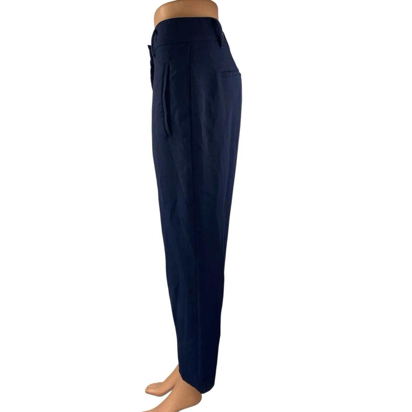 Aritzia Wilfred Women's Blue High Waisted Pleated Straight Trousers Pants Size 4 - Image 2
