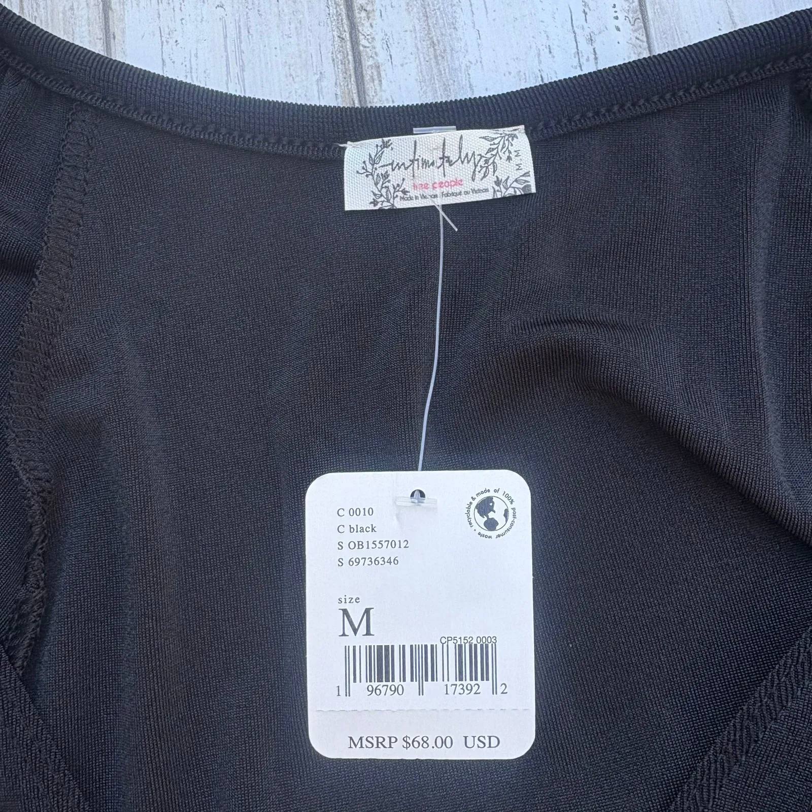 Intimately Free People In Your Arms Bodysuit Sz M NWT Black Rouched V Neck Edgy Size M - Image 3