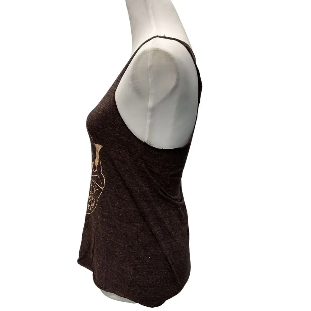 Obey Women's Graphic Muscle‎ Tank Top Size Small Brown Sleeveless Scoop neck - Image 4