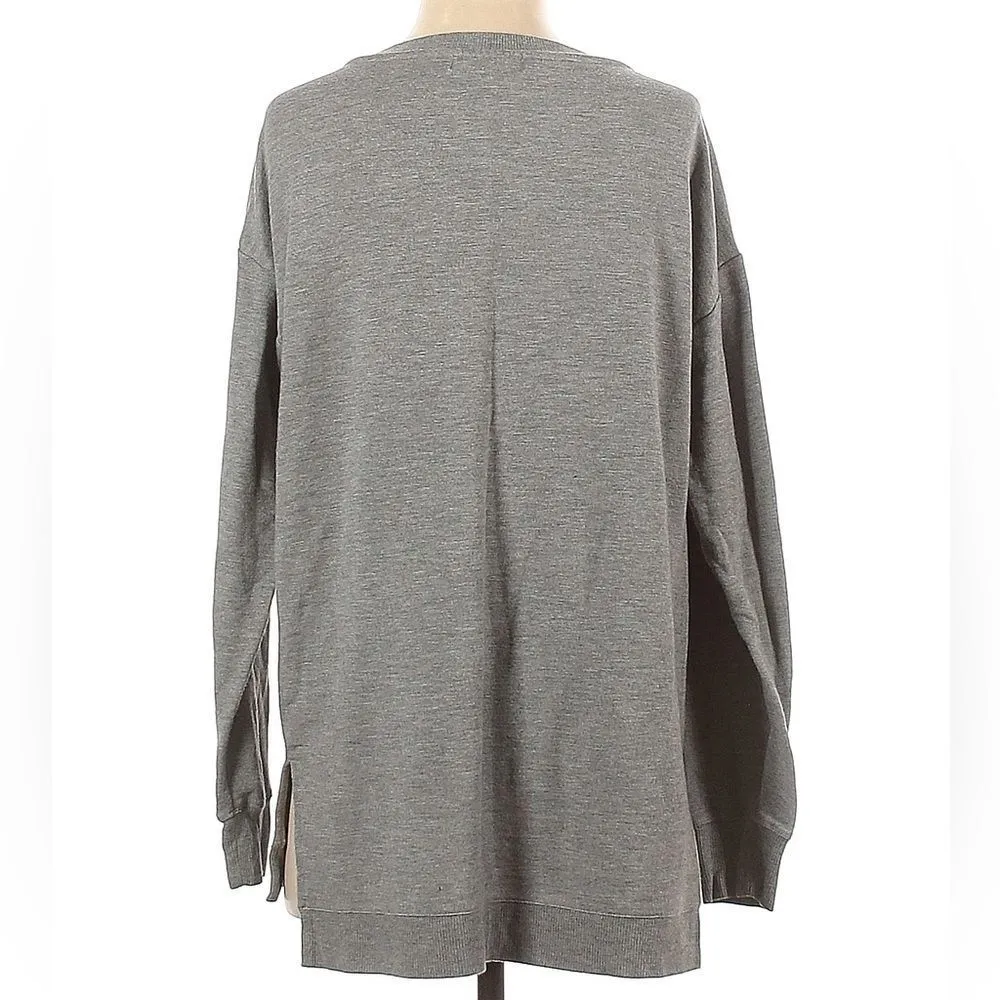 Marled Comfy Cozy‎ Long Sleeve Split Hem Love Sweatshirt Women's Medium Gray - Image 2