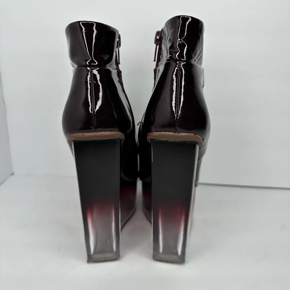 RARE Jeffrey Campbell Womens Icy Dark Wine Clear Booties Boots Wedges size 6.5 - Image 5