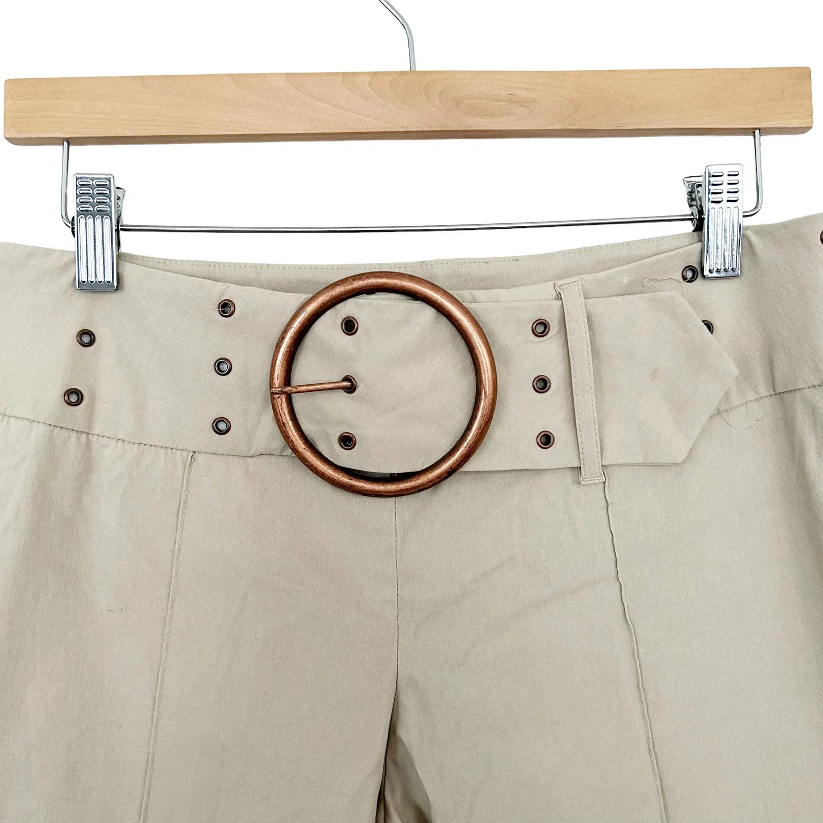 Limited Too Y2K Bratz Tan Low Rise Grommet Belted Flare Pants Sz 7 - Image 2