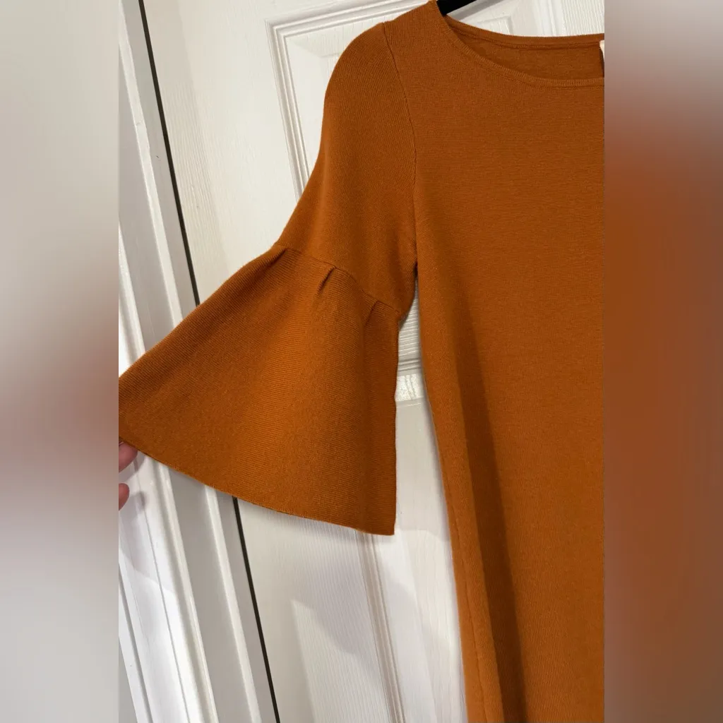 Moth by Anthropologie Bell Sleeves Rust Sweater Dress Size XS - Image 2