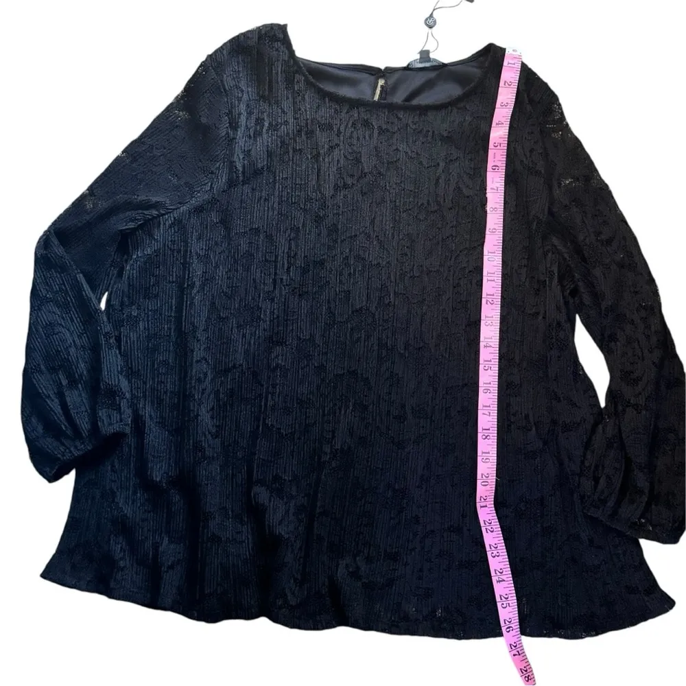 Adrianna Papell Women's Flowy Black Long Sleeve Lace Lined Blouse Sz S - Image 3