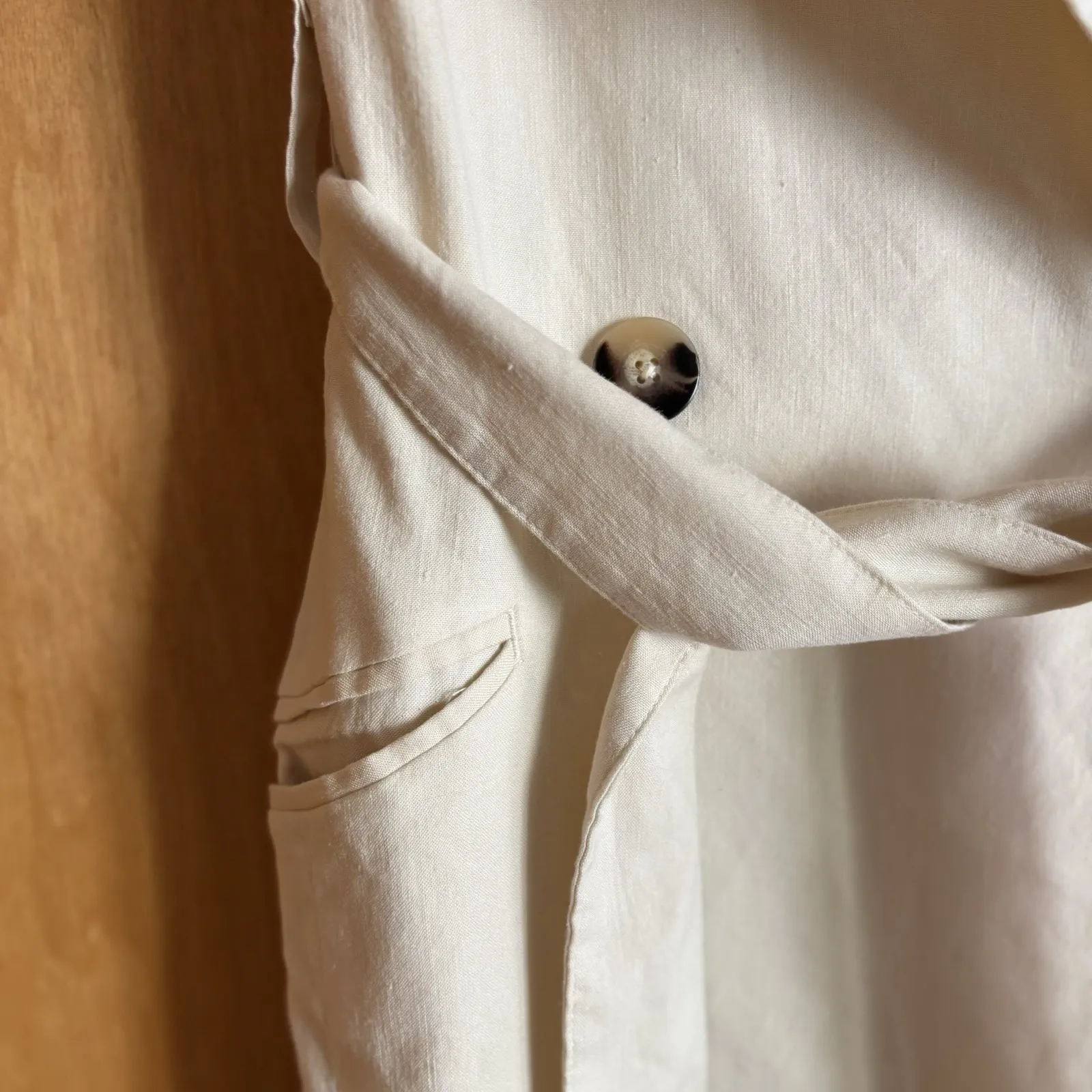 Anthropologie Maeve‎ Longline Linen Vest Beige XXS Belted - Image 6