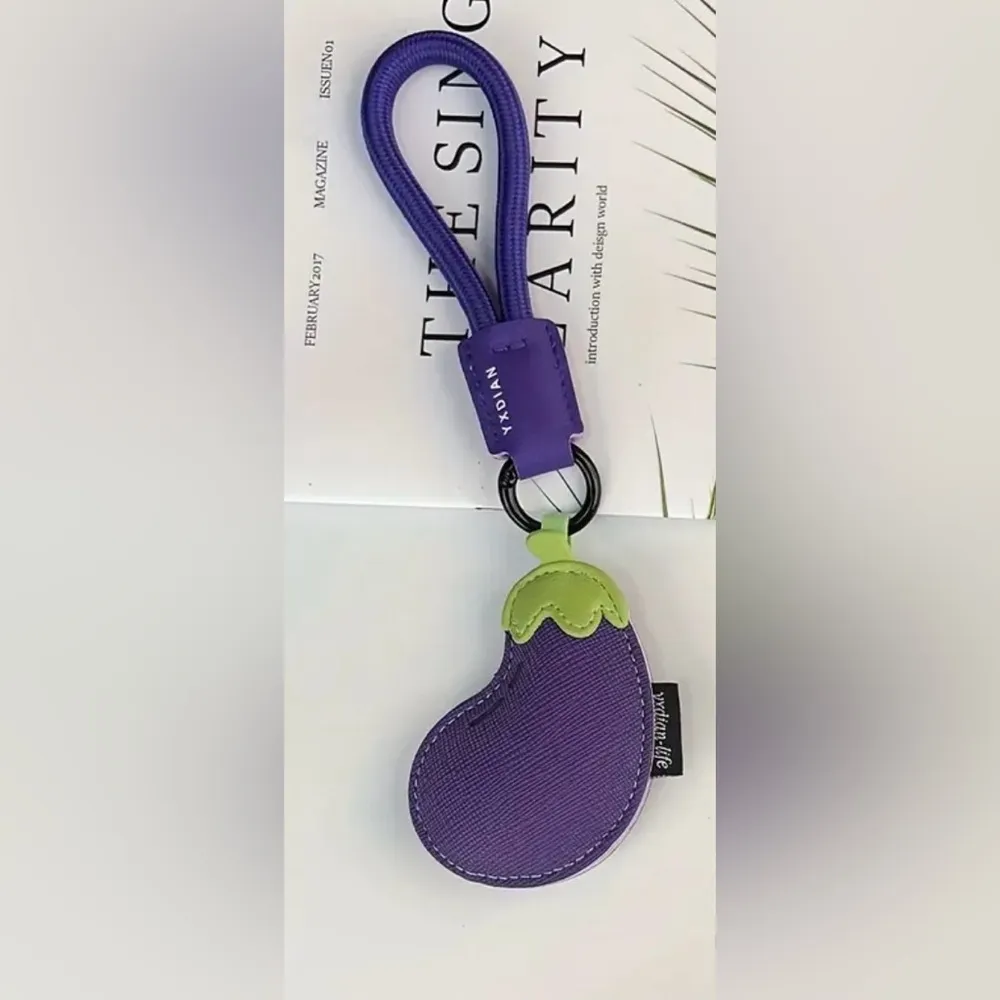 Purple Eggplant Purse Charm Keychain – Cute Fruit Bag Accessory – NWT - Image 4