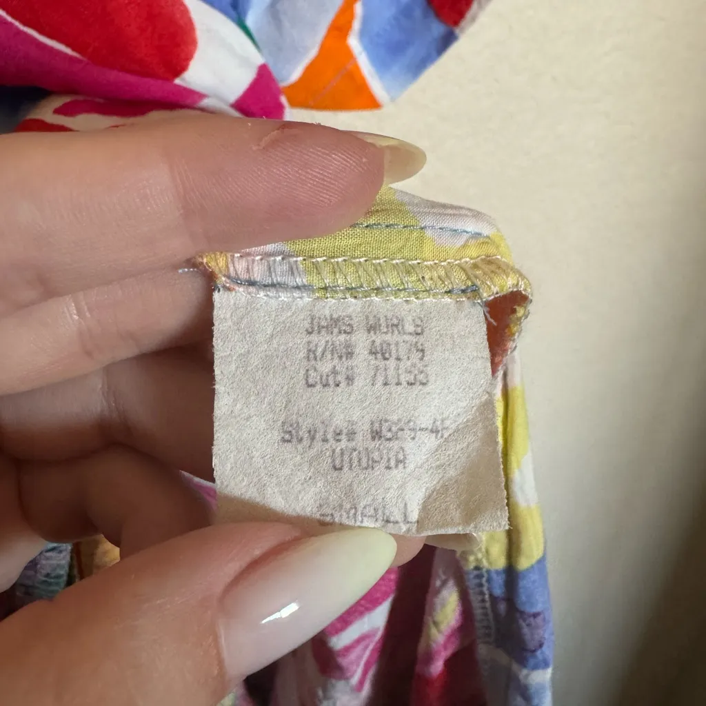 Vintage 90s Jams World Utopia Mini Dress Sz Small Bright Maximalism Floral‎ - Image 4