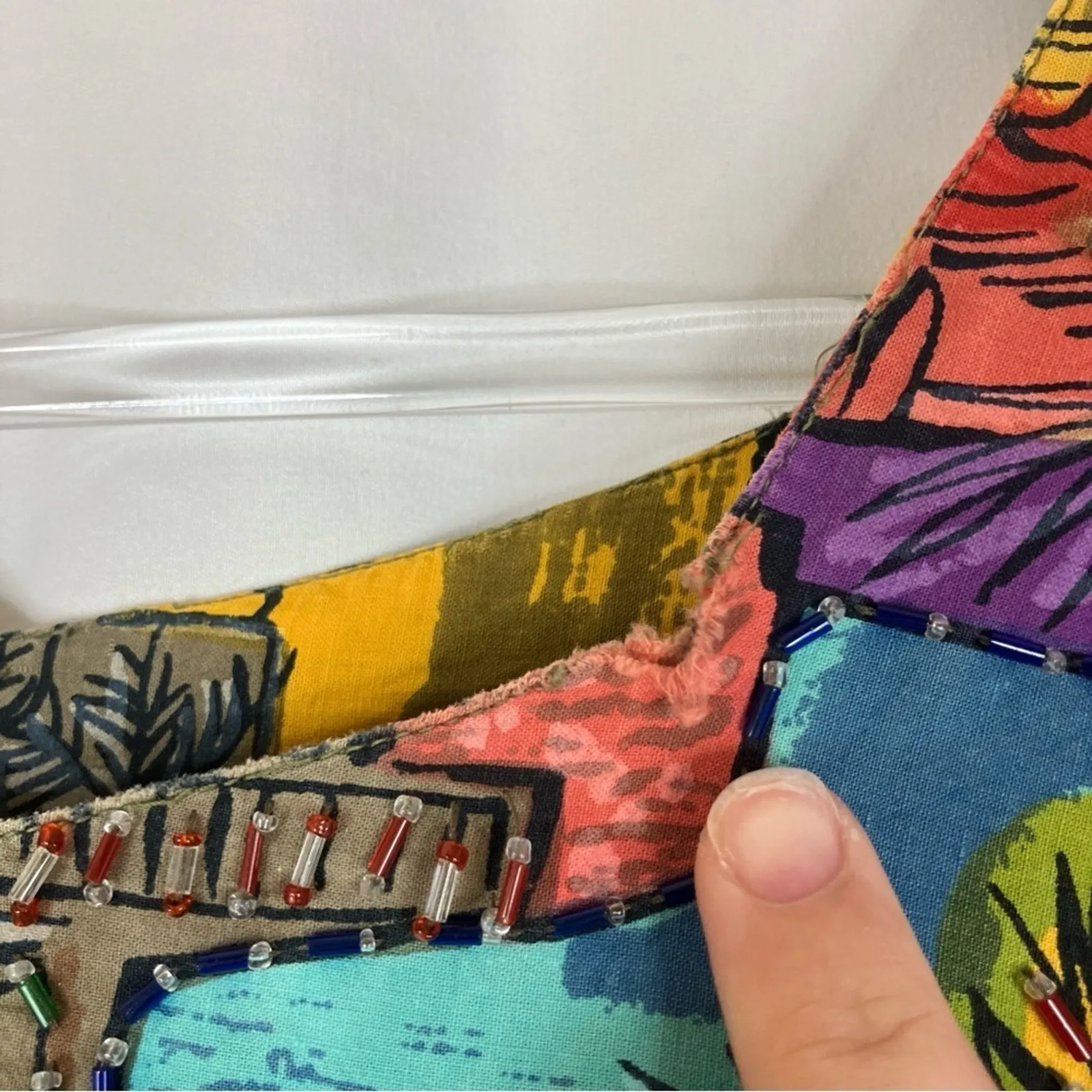 Vintage Vibrant Boho House Dress Mumu Palm Tree Summer XL Blue - Image 3