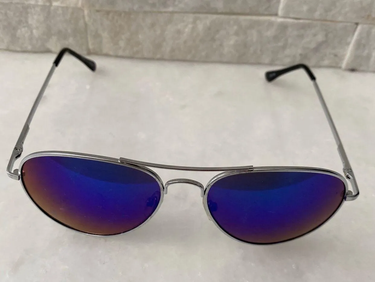 Blue Sunglasses With a Silver Frame   - Image 2