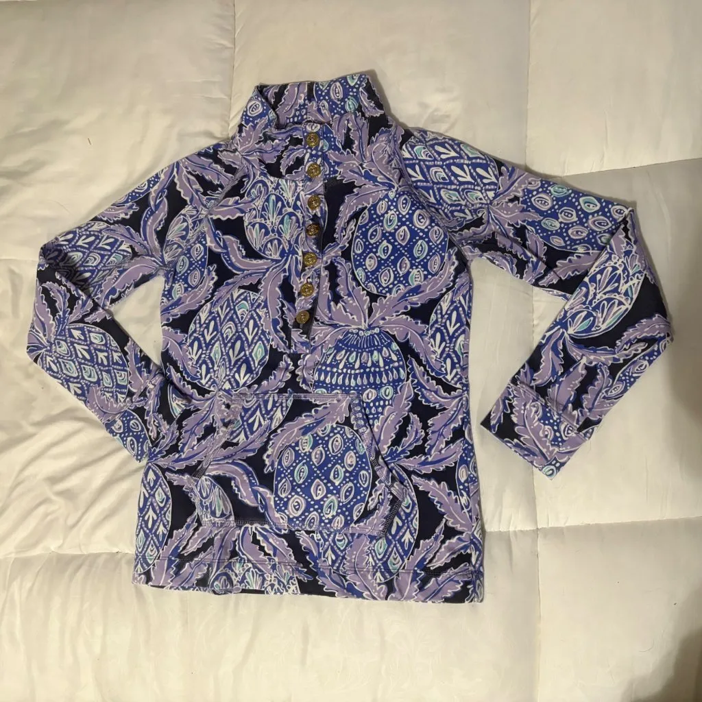 Lilly Pulitzer UPF 50+ Captain Popover L/S Top Lilac Verbena Coco Safari XS - Image 11