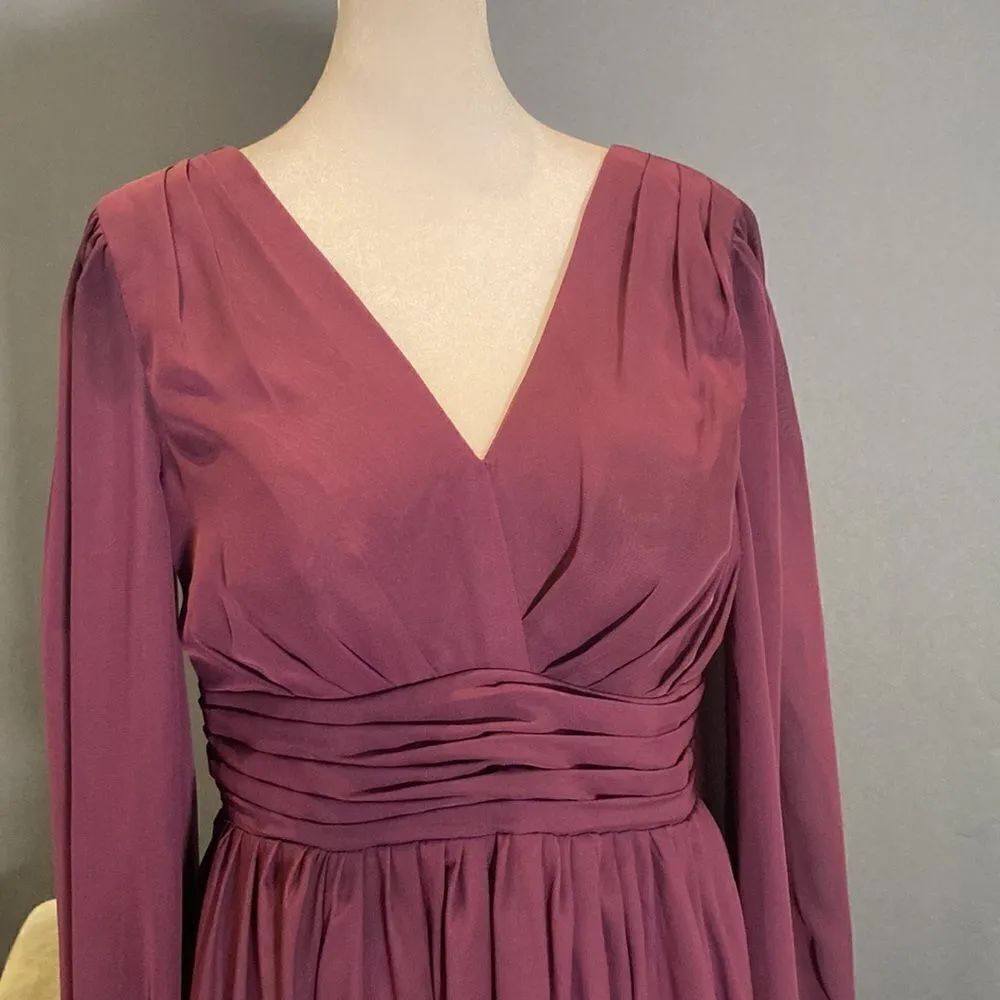 Women’s Purple Chiffon Full Length Dress with Corset Back Leg Slit Size M Size M - Image 3