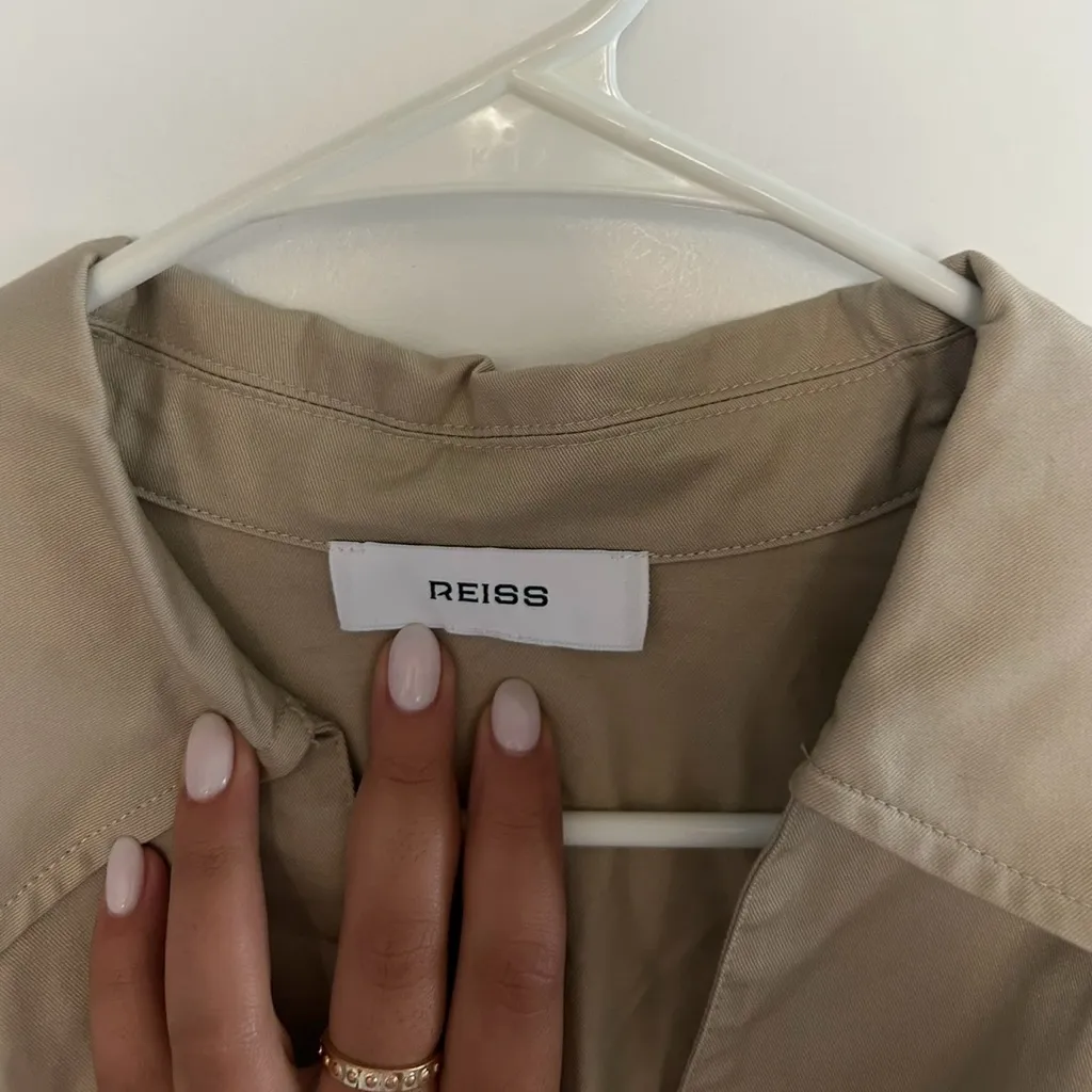 REISS Cotton Pleated Shirt Dress - Image 5