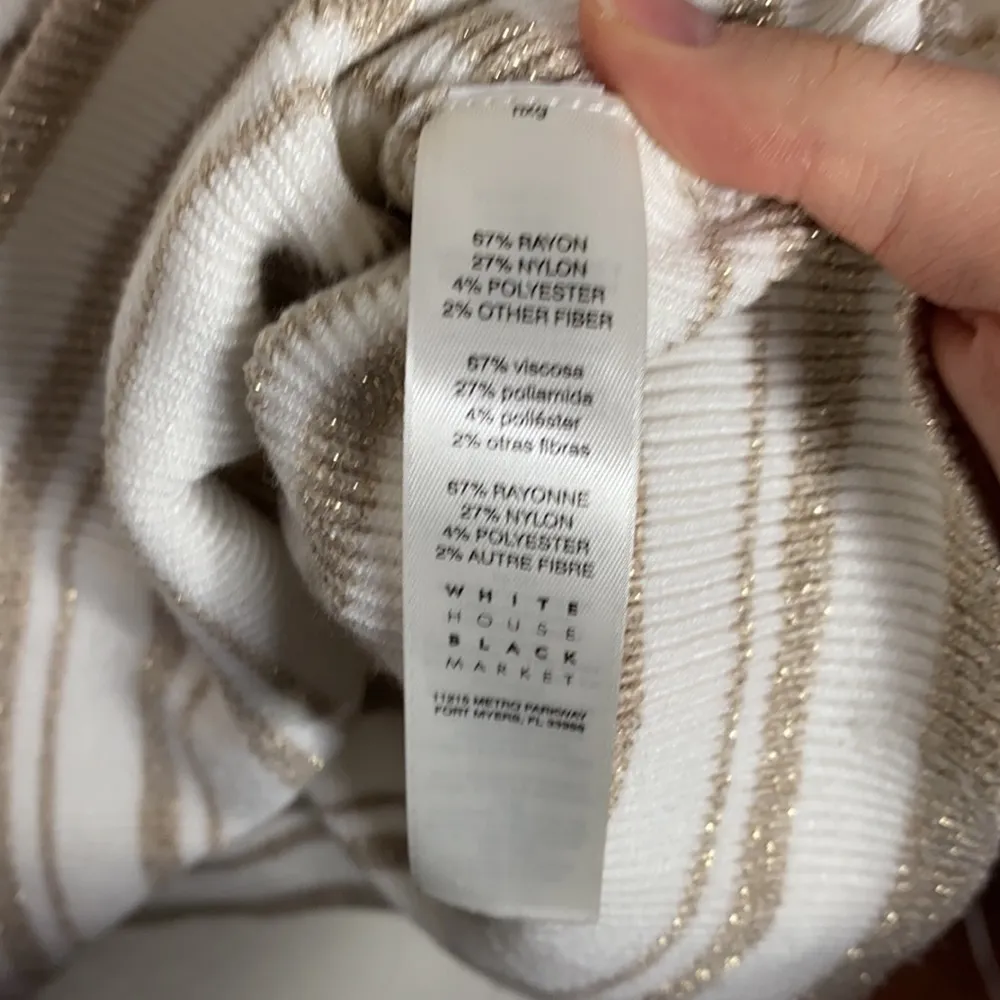 White House Black Market Metallic-Stripe Peplum Sweater size XS petite - Image 10