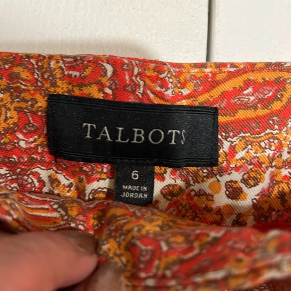 Talbots Shorts Paisley 5” Middies Red/Orange Classic Mom Perfect Beach Short 6 - Image 3
