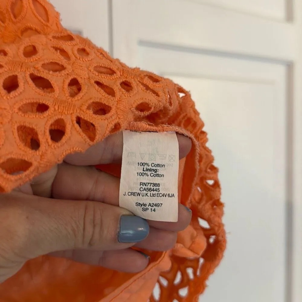 J.Crew orange eyelet cap sleeve top size 2 Orange - Image 5