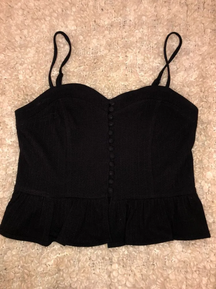 Black Crop Button Up Tank - Image 2